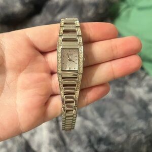 Bulova Silver Watch with Crystal Accents